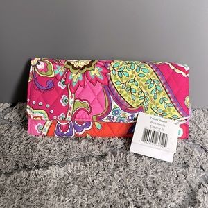 RARE DISCONTINUED- Vera Bradley trifold wallet - pink swirls